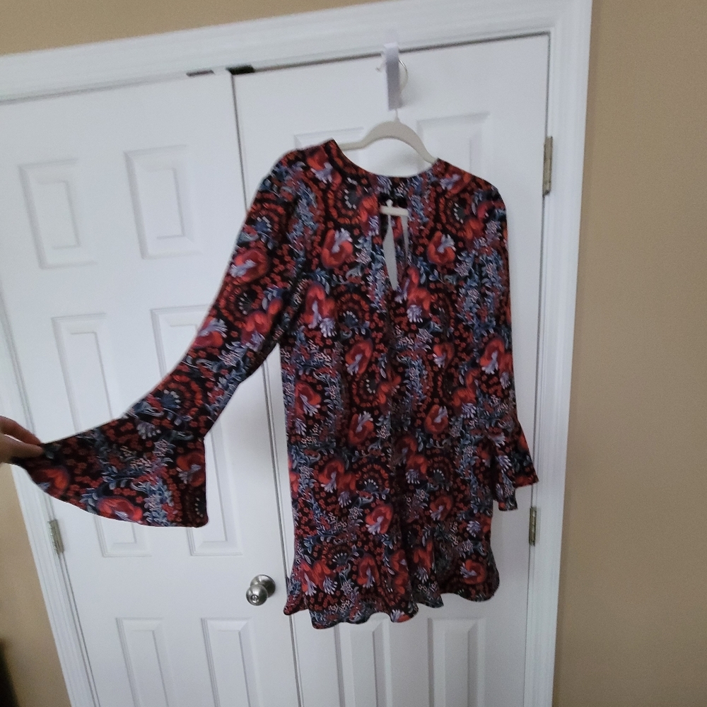 Boho floral hippie bell sleeve dress